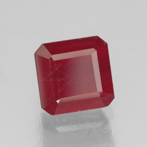 Rubí rojo natural de 1,92 ct, corte esmeralda, SI