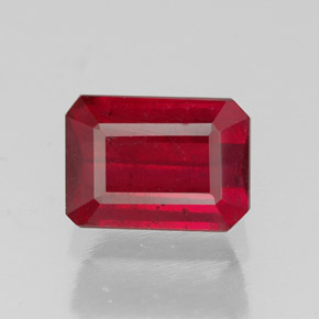 Rubí rojo natural de 1,69 ct, corte esmeralda, SI