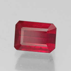 Rubí rojo natural de 1,69 ct, corte esmeralda, SI