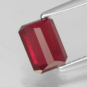 Rubí rojo natural de 1,69 ct, corte esmeralda, SI