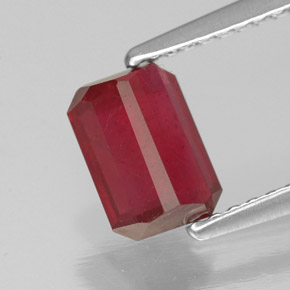 Rubí rojo natural de 1,48 ct, corte esmeralda, SI
