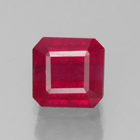 Rubí rojo natural de 1,48 ct, corte esmeralda, SI