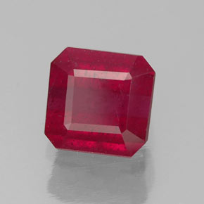 Rubí rojo natural de 1,48 ct, corte esmeralda, SI