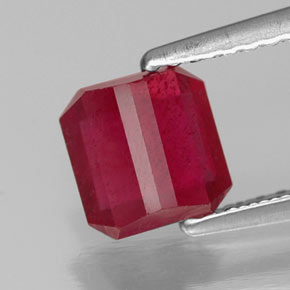 Rubí rojo natural de 1,48 ct, corte esmeralda, SI