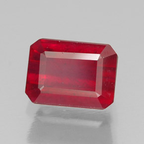Rubí rojo natural de 1,64 ct, corte esmeralda, SI