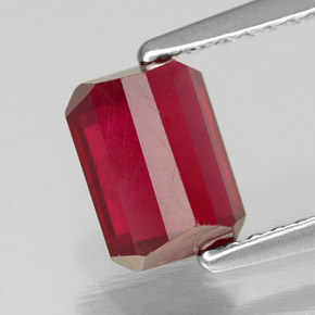 Rubí rojo natural de 1,64 ct, corte esmeralda, SI