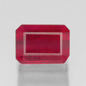 Rubí rojo natural de 1,69 ct, corte esmeralda, SI
