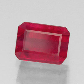 Rubí rojo natural de 1,69 ct, corte esmeralda, SI