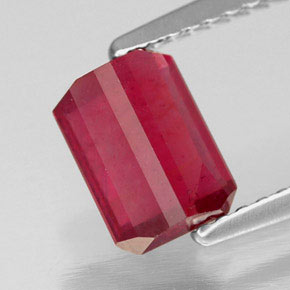 Rubí rojo natural de 1,69 ct, corte esmeralda, SI