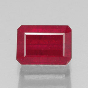 Rubí rojo natural de 1,87 ct, corte esmeralda, SI