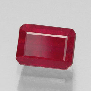 Rubí rojo natural de 1,87 ct, corte esmeralda, SI