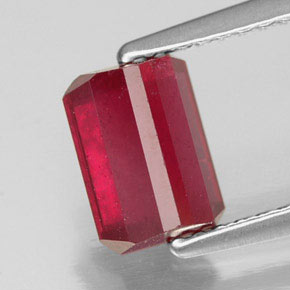 Rubí rojo natural de 1,87 ct, corte esmeralda, SI