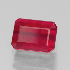 Rubí rojo natural de 1,73 ct, corte esmeralda, SI