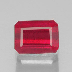 Rubí rojo natural de 1,80 ct, corte esmeralda, SI