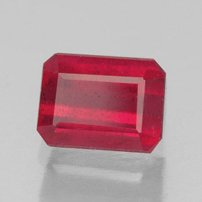 Rubí rojo natural de 1,80 ct, corte esmeralda, SI