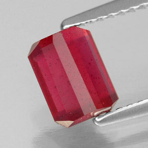 Rubí rojo natural de 1,80 ct, corte esmeralda, SI