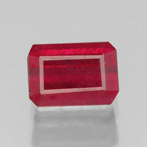 Rubí rojo natural de 1,56 ct, corte esmeralda, SI