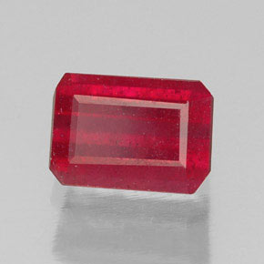 Rubí rojo natural de 1,56 ct, corte esmeralda, SI