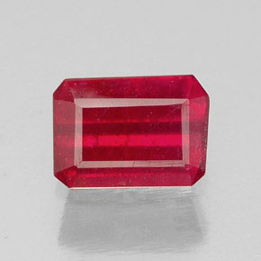 Rubí rojo natural de 1,17 ct, corte esmeralda, SI