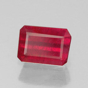 Rubí rojo natural de 1,17 ct, corte esmeralda, SI