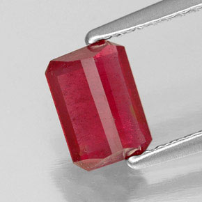 Rubí rojo natural de 1,17 ct, corte esmeralda, SI