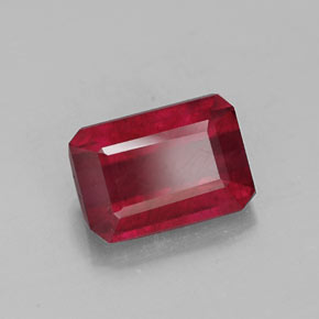 Rubí rojo natural de 1,43 ct, corte esmeralda, SI