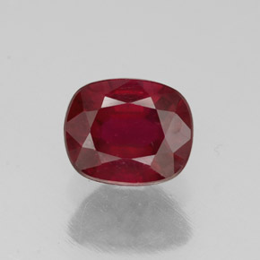 Rubí rojo natural de 1,49 ct, corte cojín, SI