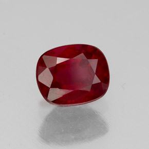 Rubí rojo natural de 1,49 ct, corte cojín, SI