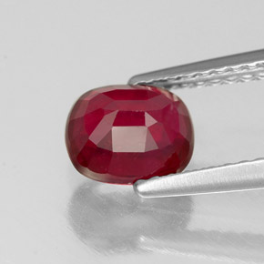 Rubí rojo natural de 1,49 ct, corte cojín, SI
