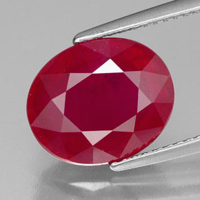 Rubí rojo natural de 6,88 ct, corte óvalo, SI