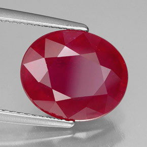 Rubí rojo natural de 6,88 ct, corte óvalo, SI