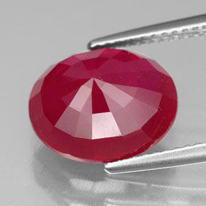 Rubí rojo natural de 6,88 ct, corte óvalo, SI