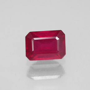 Rubí rojo natural de 1,57 ct, corte esmeralda, SI