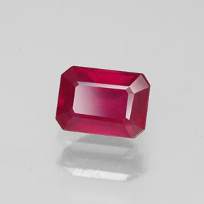 Rubí rojo natural de 1,57 ct, corte esmeralda, SI