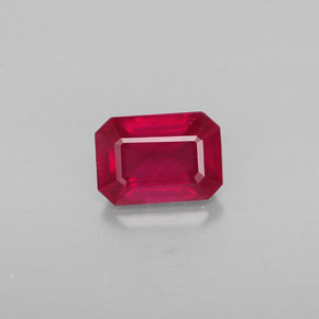Rubí rojo natural de 1,32 ct, corte esmeralda, SI
