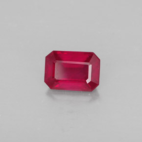 Rubí rojo natural de 1,32 ct, corte esmeralda, SI