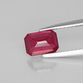 Rubí rojo natural de 1,32 ct, corte esmeralda, SI