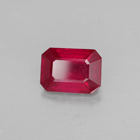 Rubí rojo natural de 1,34 ct, corte esmeralda, SI