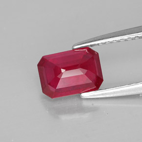 Rubí rojo natural de 1,34 ct, corte esmeralda, SI