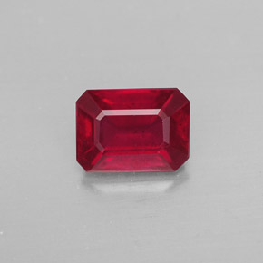 Rubí rojo natural de 1,38 ct, corte esmeralda, SI