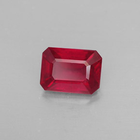 Rubí rojo natural de 1,38 ct, corte esmeralda, SI