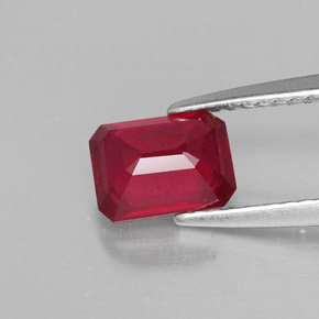 Rubí rojo natural de 1,38 ct, corte esmeralda, SI
