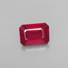 Rubí rojo natural de 1,32 ct, corte esmeralda, SI