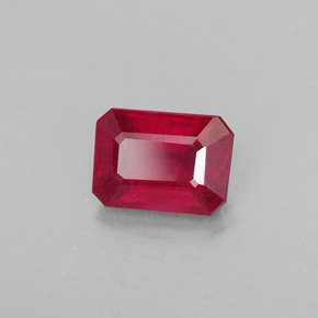 Rubí rojo natural de 1,32 ct, corte esmeralda, SI