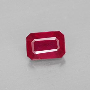Rubí rojo natural de 1,40 ct, corte esmeralda, SI