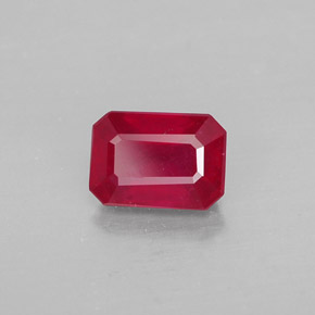 Rubí rojo natural de 1,40 ct, corte esmeralda, SI