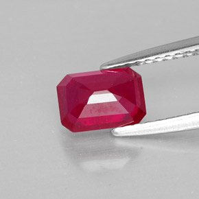Rubí rojo natural de 1,40 ct, corte esmeralda, SI