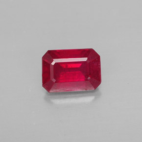Rubí rojo natural de 1,25 ct, corte esmeralda, SI