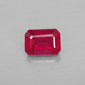 Rubí rojo natural de 1,38 ct, corte esmeralda, SI