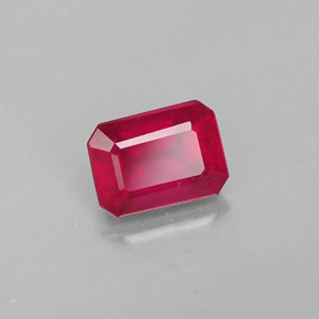 Rubí rojo natural de 1,38 ct, corte esmeralda, SI
